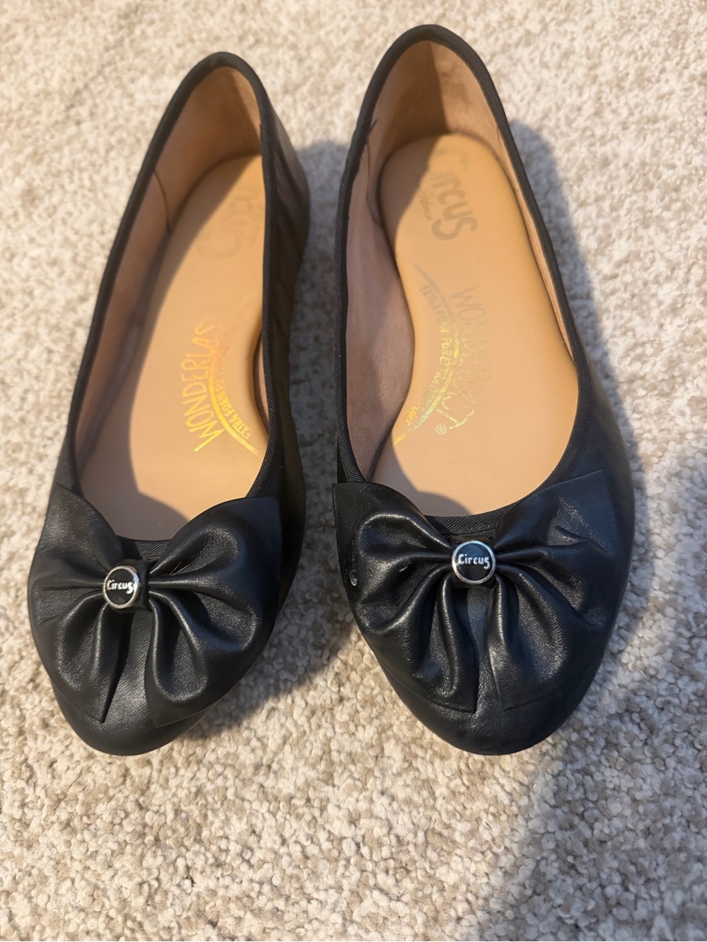 Circus by Sam Edelman Ciera Bow Ballet Flats Black Bow Toe 90s Y2K Women's 9